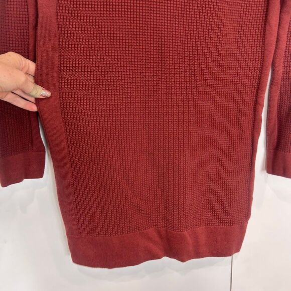Prana Masina Sweater Dress Women's Large Rust Waffle Knit Thermal Cowl Neck L - Picture 7 of 12